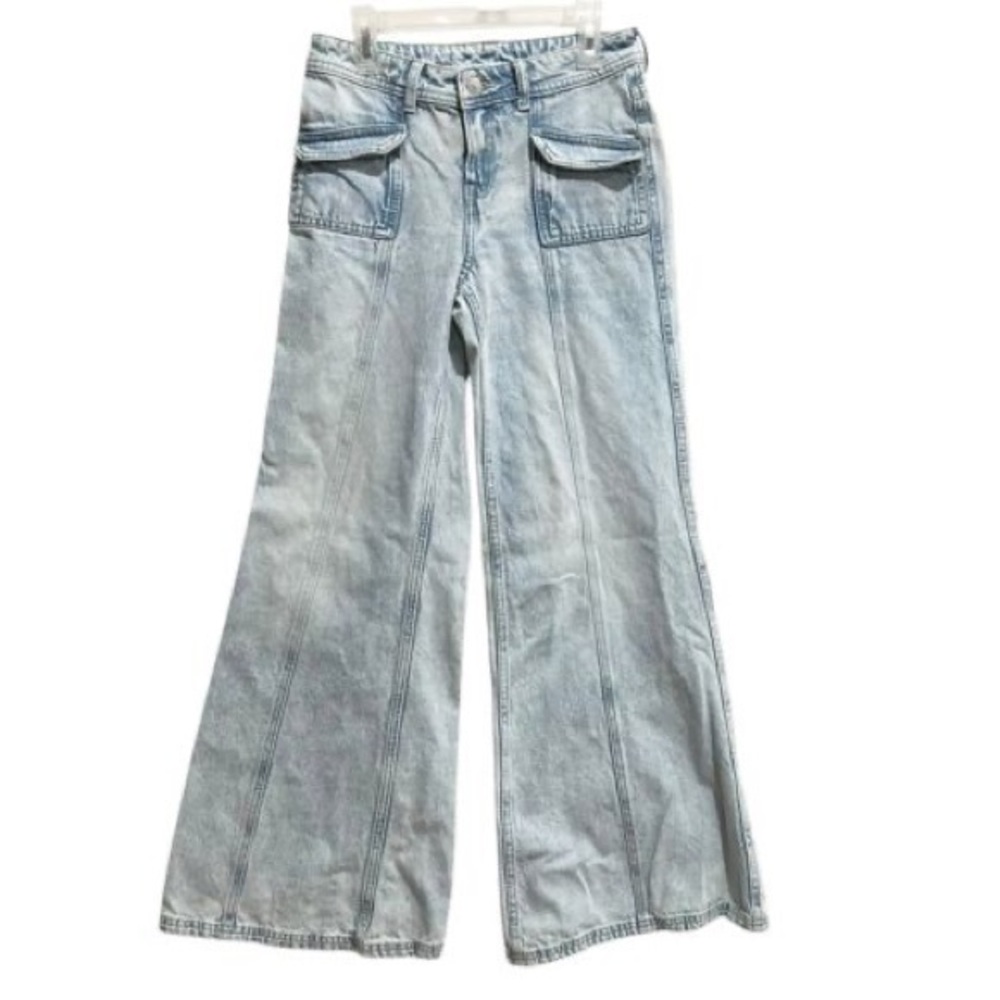Pale Blue Wide Leg Jeans
